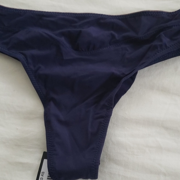 NWT ADDICTION NOUVELLE LINGERIE Navy Thong XS $55 - Picture 4 of 6